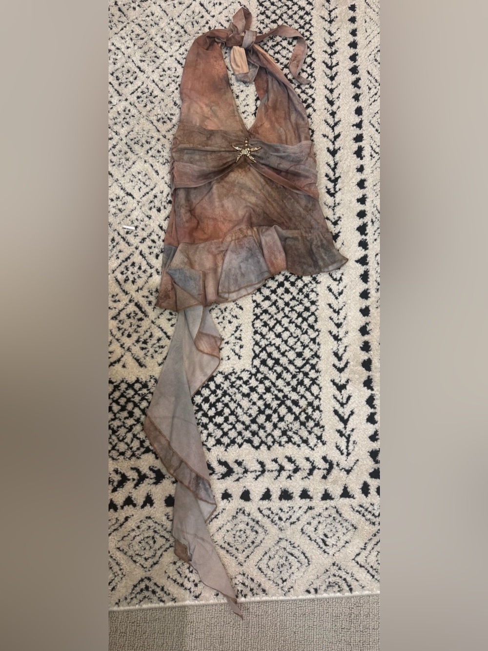 SHEIN Brown-Taupe Asymmetrical Ruffled dress with attached shorts